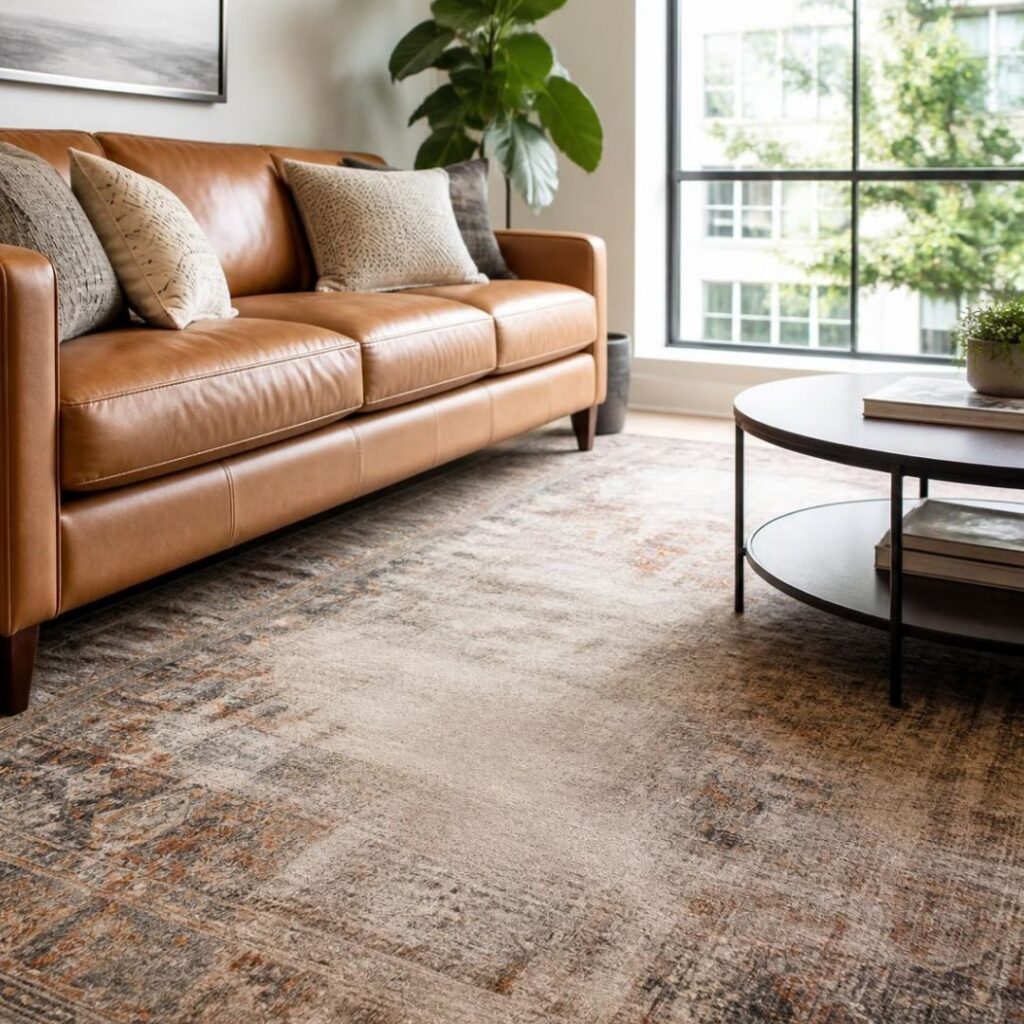 wear pattern marks on carpet in living room