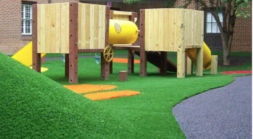 Play areas with artificial turf