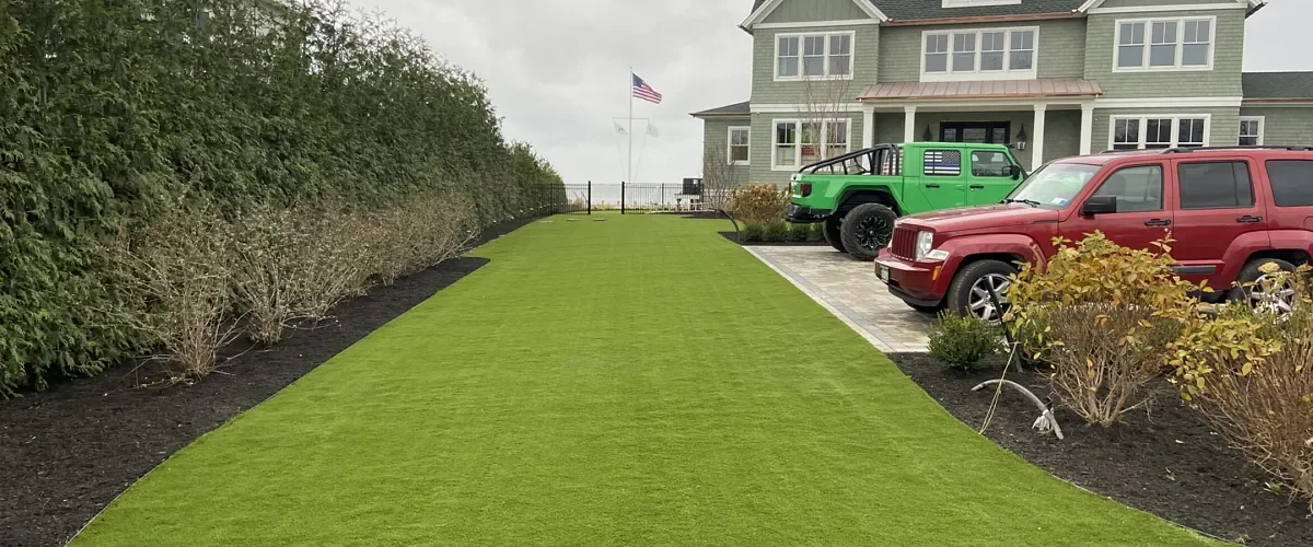 Navigation Trek turf lawn in front of a home